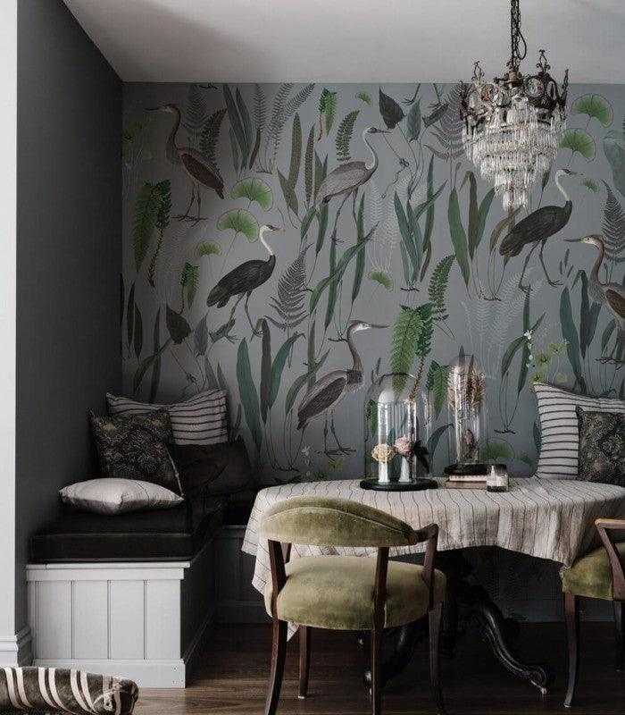 Tapeta Calm Heron Mint Wallcolors Eye on Design
