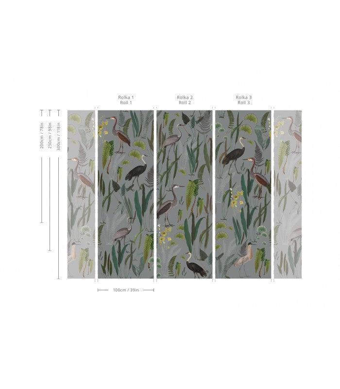 Tapeta Calm Heron Mint Wallcolors Eye on Design