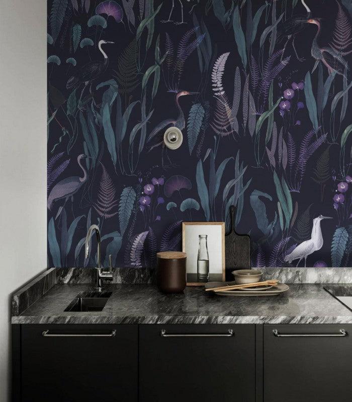 Tapeta Calm Heron Purple Wallcolors Eye on Design