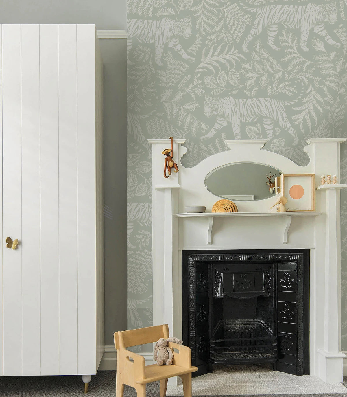 Camouflaged Tiger Wallpaper Light Green