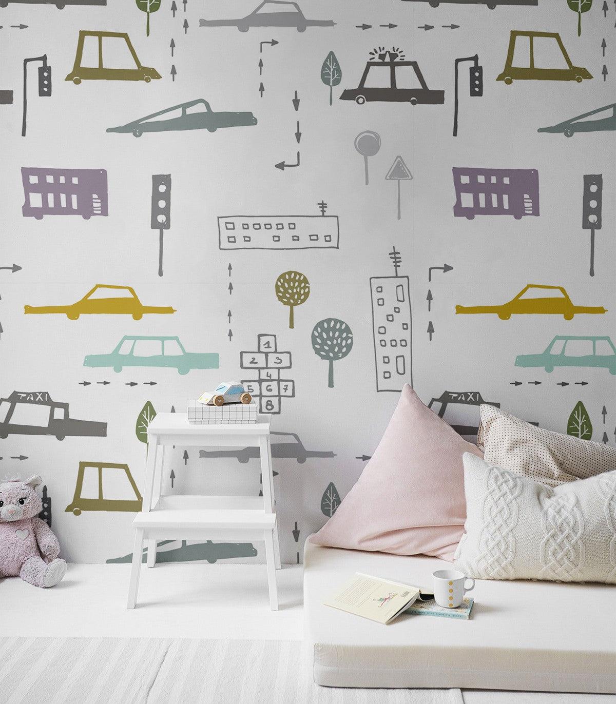 Tapeta CARS biały Wallcolors Eye on Design