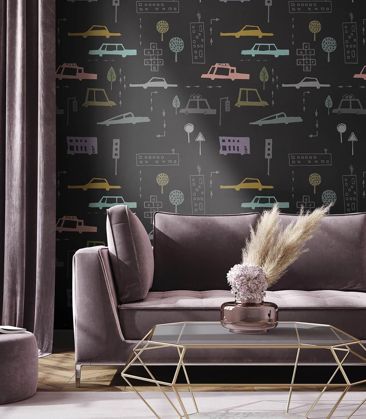 Tapeta CARS czarny Wallcolors Eye on Design