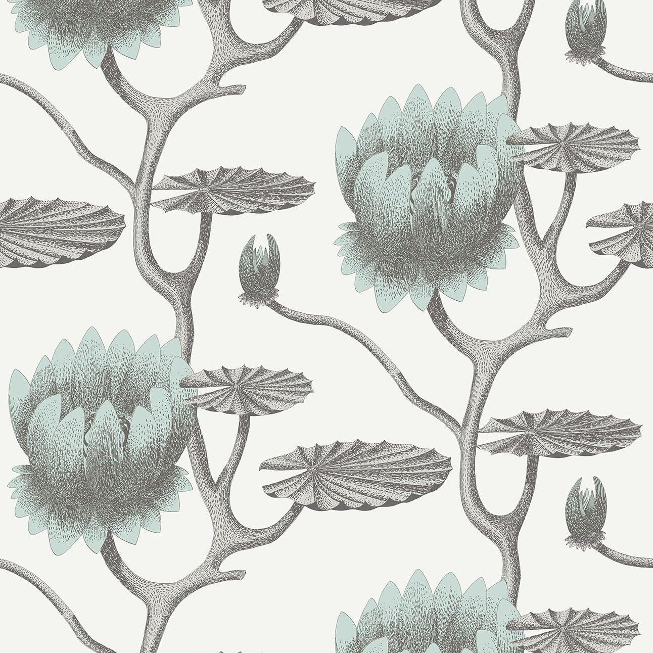 Tapeta CONTEMPORARY COLLECTION - Summer Lily błękit na bieli Cole & Son Eye on Design