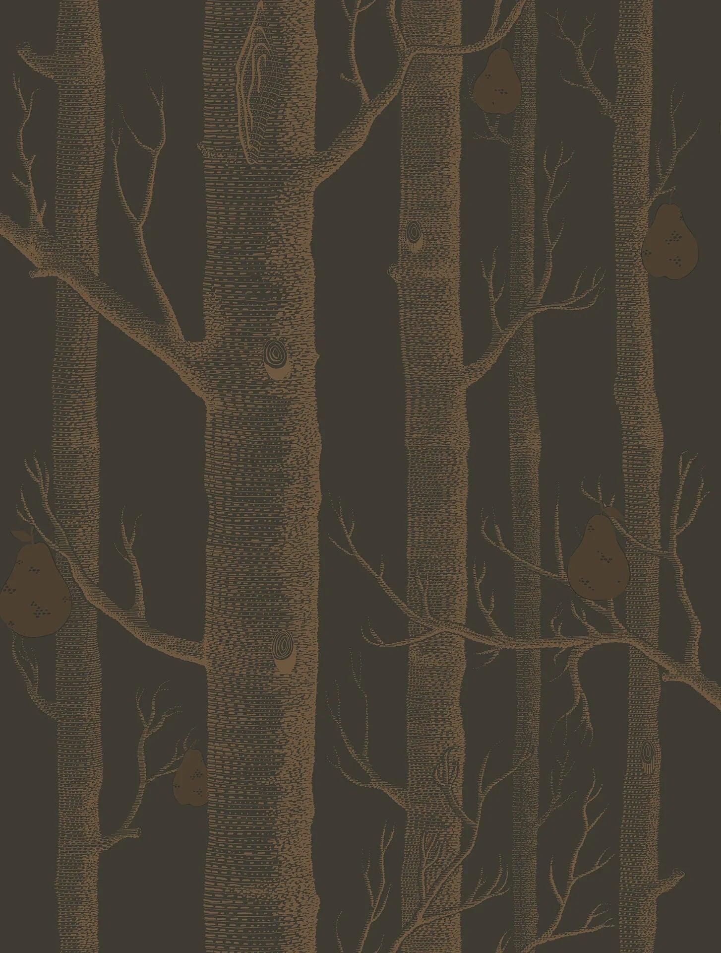 Tapeta CONTEMPORARY COLLECTION - Woods & Pears metaliczny brąz na czarnym Cole & Son Eye on Design