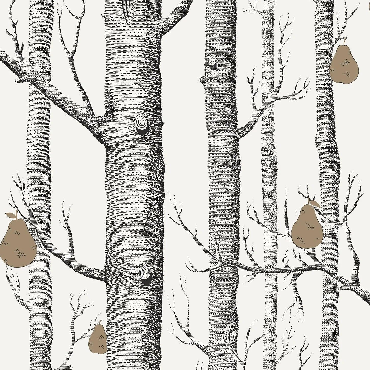 Tapeta CONTEMPORARY COLLECTION - Woods & Pears złoty na bieli Cole & Son Default Title Eye on Design
