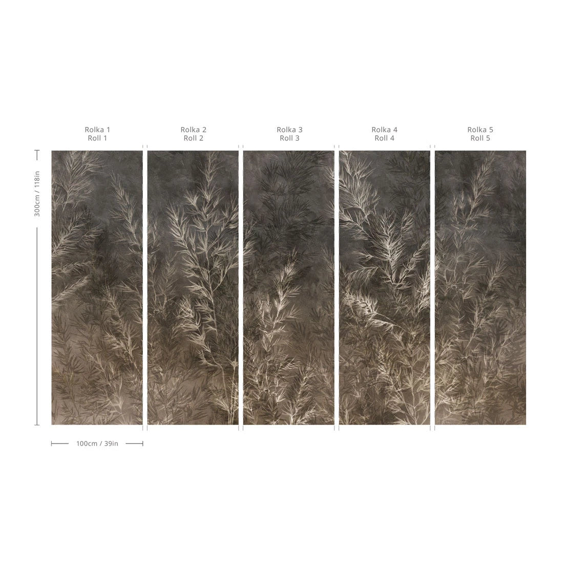 Tapeta flizelinowa z roślinnym wzorem DRY GRASS dunkelgrün