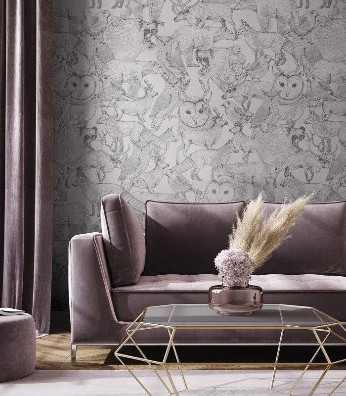 Tapeta FOREST FRIENDS GREY Wallcolors Eye on Design