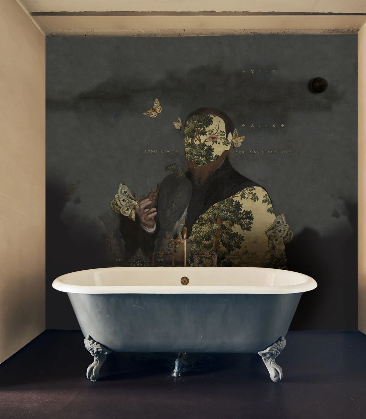 Tapeta flizelinowa GENTLEMAN MOTH dunkelgrau