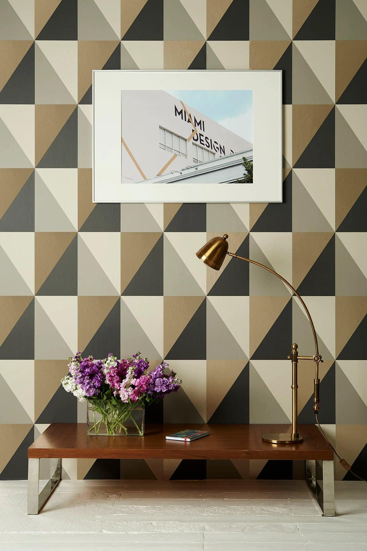 Geometric Pattern Wallpaper with Triangles GEOMETRIC II - Apex Grand Terracotta