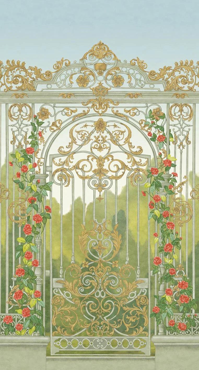 Wallpaper with a plant landscape of the HRP GREAT MASTERS - Tijou Gate green with blue