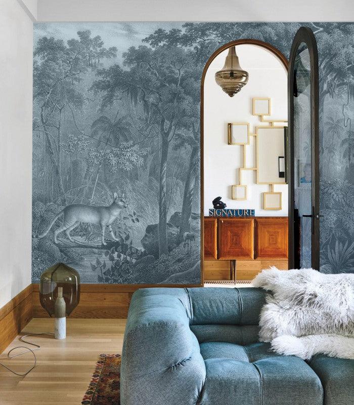Tapeta Jungle Cat Blue Wallcolors Eye on Design