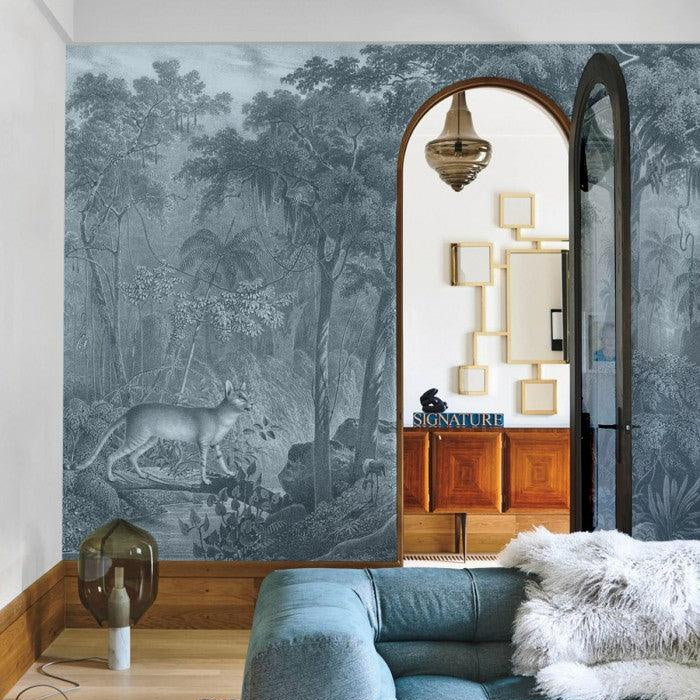 Tapeta Jungle Cat Blue Wallcolors Eye on Design