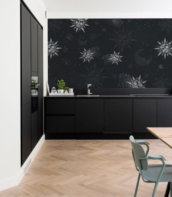 Tapeta Moon and sun navy blue Wallcolors Eye on Design