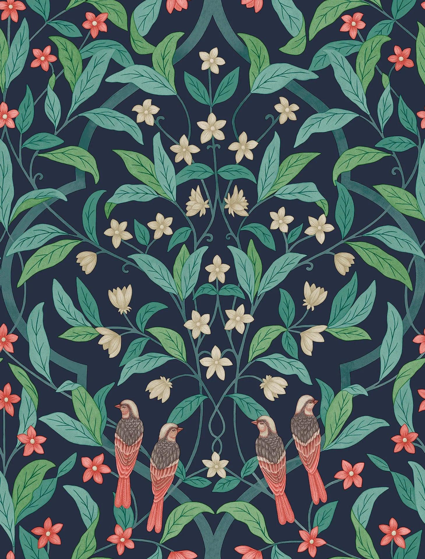 Tapeta SEVILLE - Jasmine & Serin Symphony granatowy Cole & Son Eye on Design