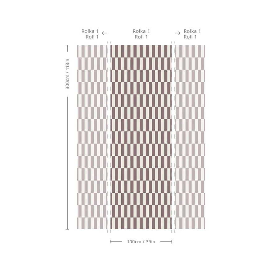 Fliselintapete mit geometrischem Muster TETRIS STRIPE burgundowy