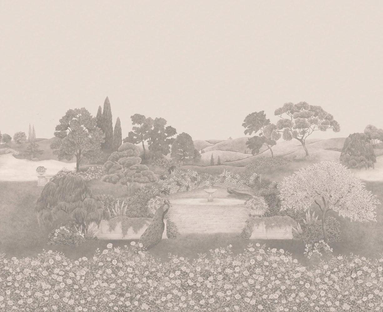 Landscape mural of THE GARDENS park - Idyll pearl beige finish