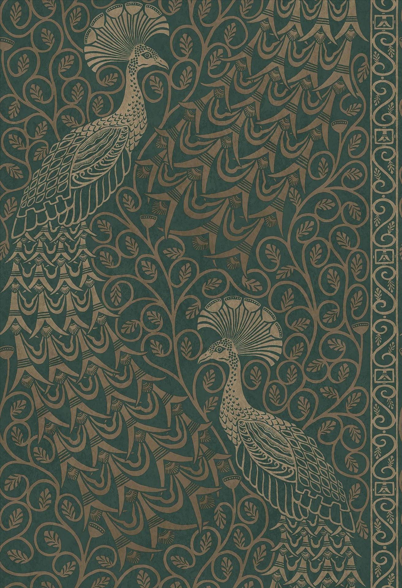 Tapeta THE PEARWOOD COLLECTION - Pavo Parade złoto na zieleni Cole & Son Eye on Design