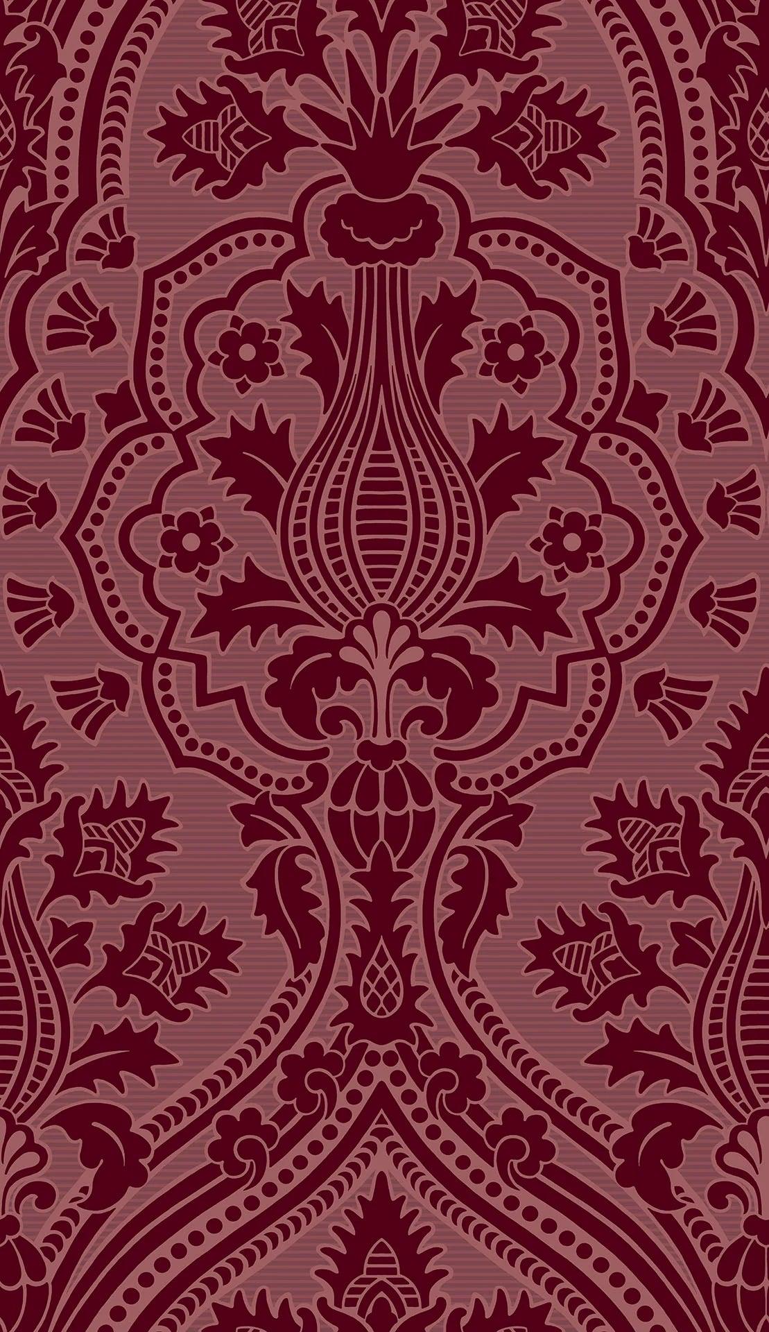 Tapeta THE PEARWOOD COLLECTION - Pugin Palace Flock bordowy Cole & Son Eye on Design