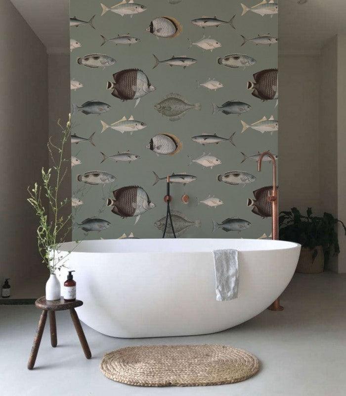 Tapeta UNDER THE SEA retro zielony Wallcolors Eye on Design