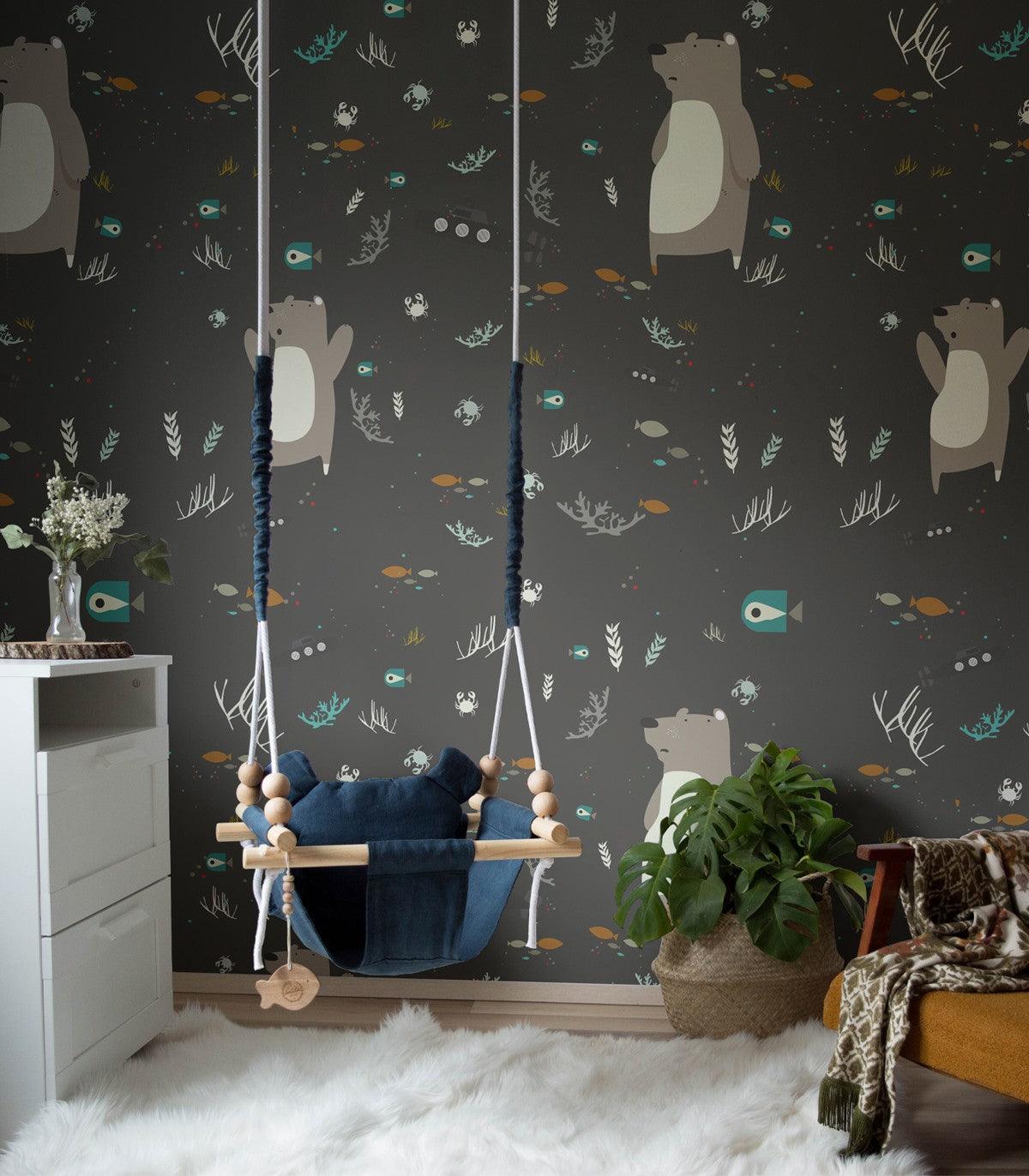 Tapeta UNDERWATER BEAR BLACK Wallcolors Eye on Design