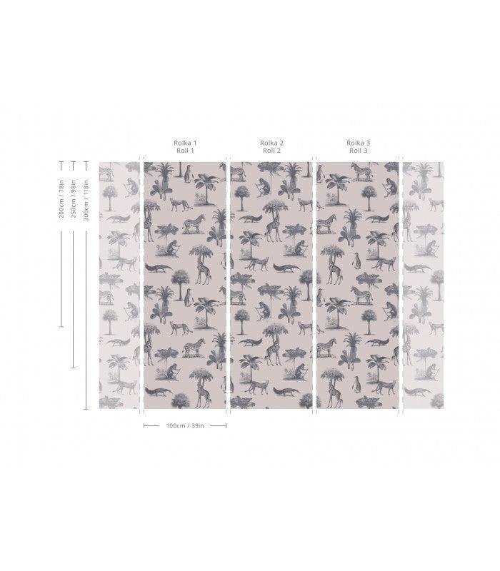 Tapeta VINTAGE ANIMALS purpura Wallcolors Eye on Design