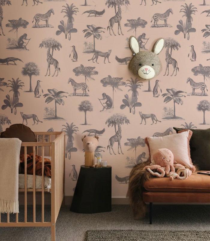 Tapeta VINTAGE ANIMALS różowy Wallcolors Eye on Design