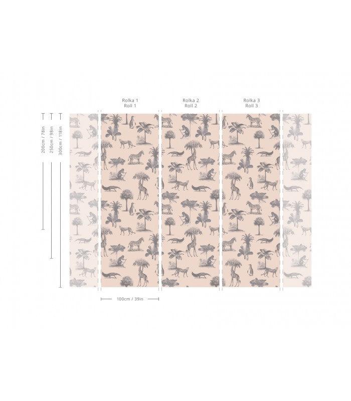 Tapeta VINTAGE ANIMALS różowy Wallcolors Eye on Design