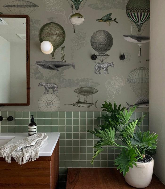 Tapeta VINTAGE BALLOONS zielony Wallcolors Eye on Design