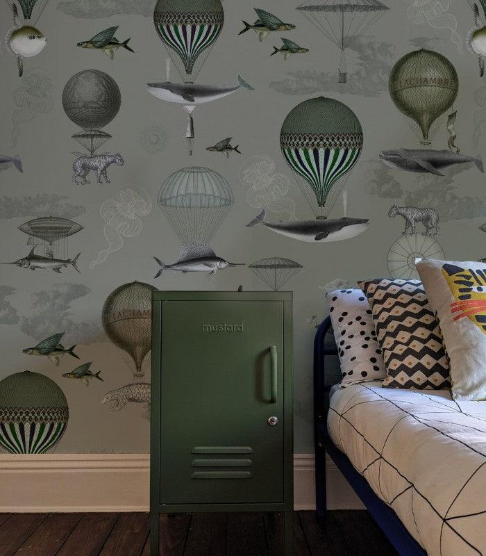 Tapeta VINTAGE BALLOONS zielony Wallcolors Eye on Design