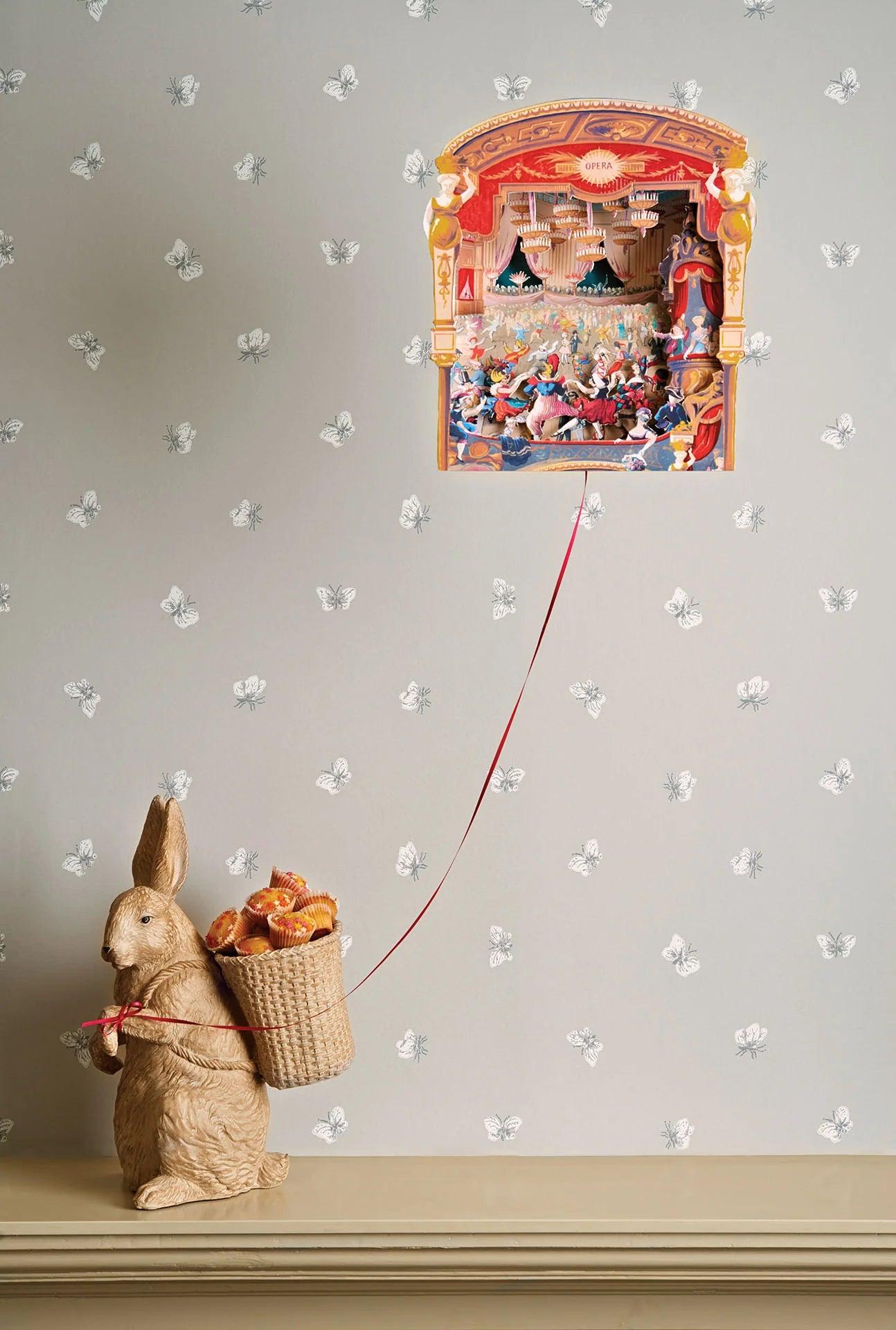Whimsical Butterfly Animal Pattern Wallpaper - Peaseblossom Green