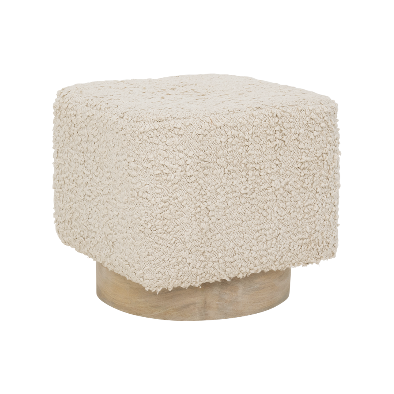 Pouf Kaura cotton with a wooden base