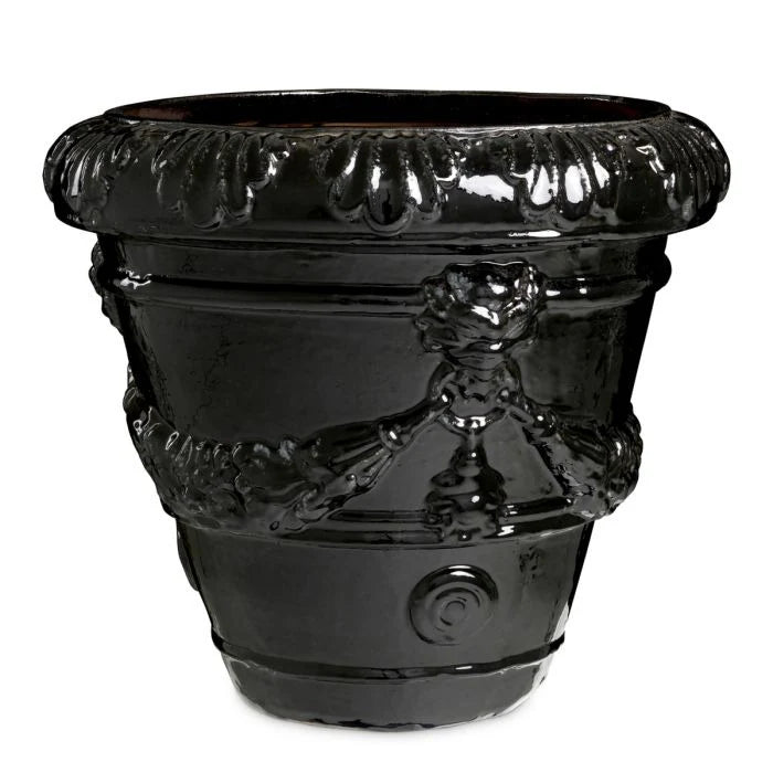Outdoor Planter TOULON Black Ceramic