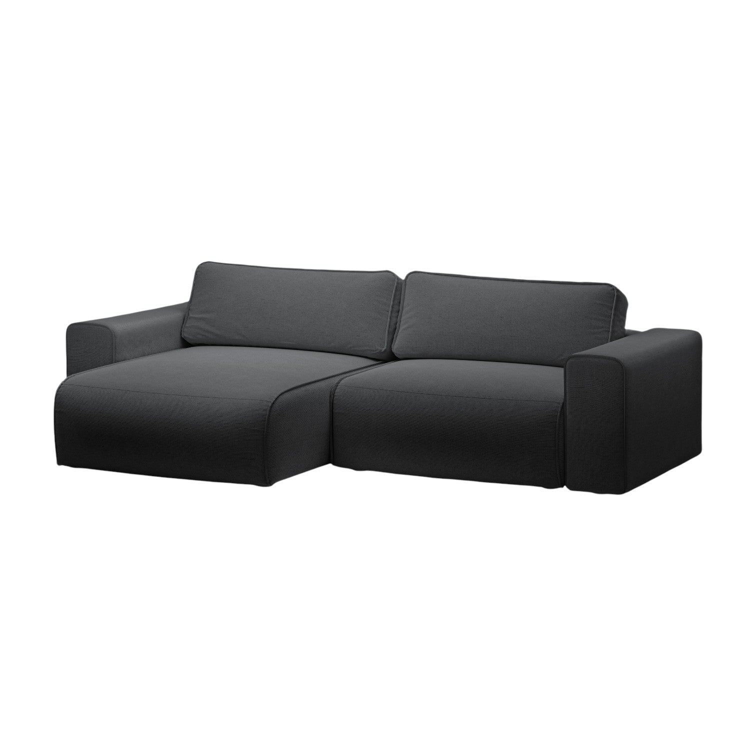 Left-sided 3-seater sofa bed VICTOR in anthracite chenille