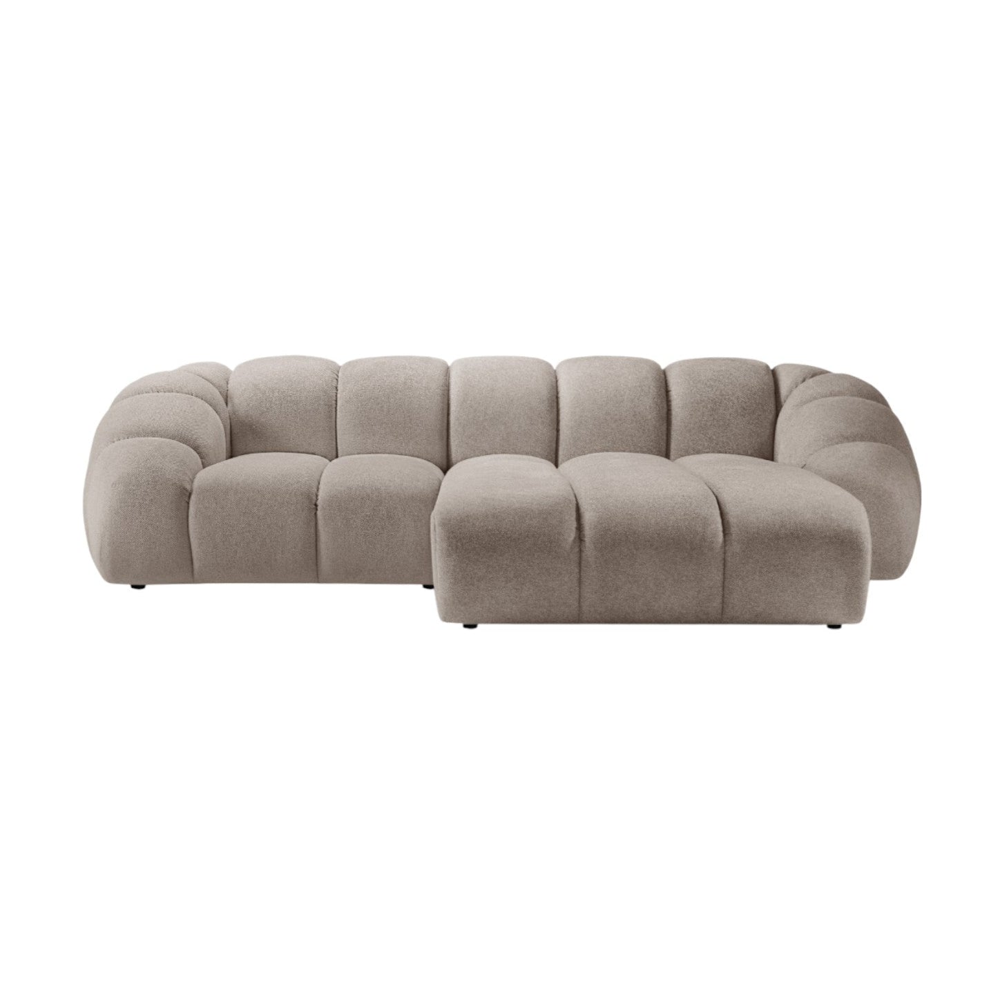 Dreisitzer-Ecksofa rechts DIANA dunkelbeige Chenille