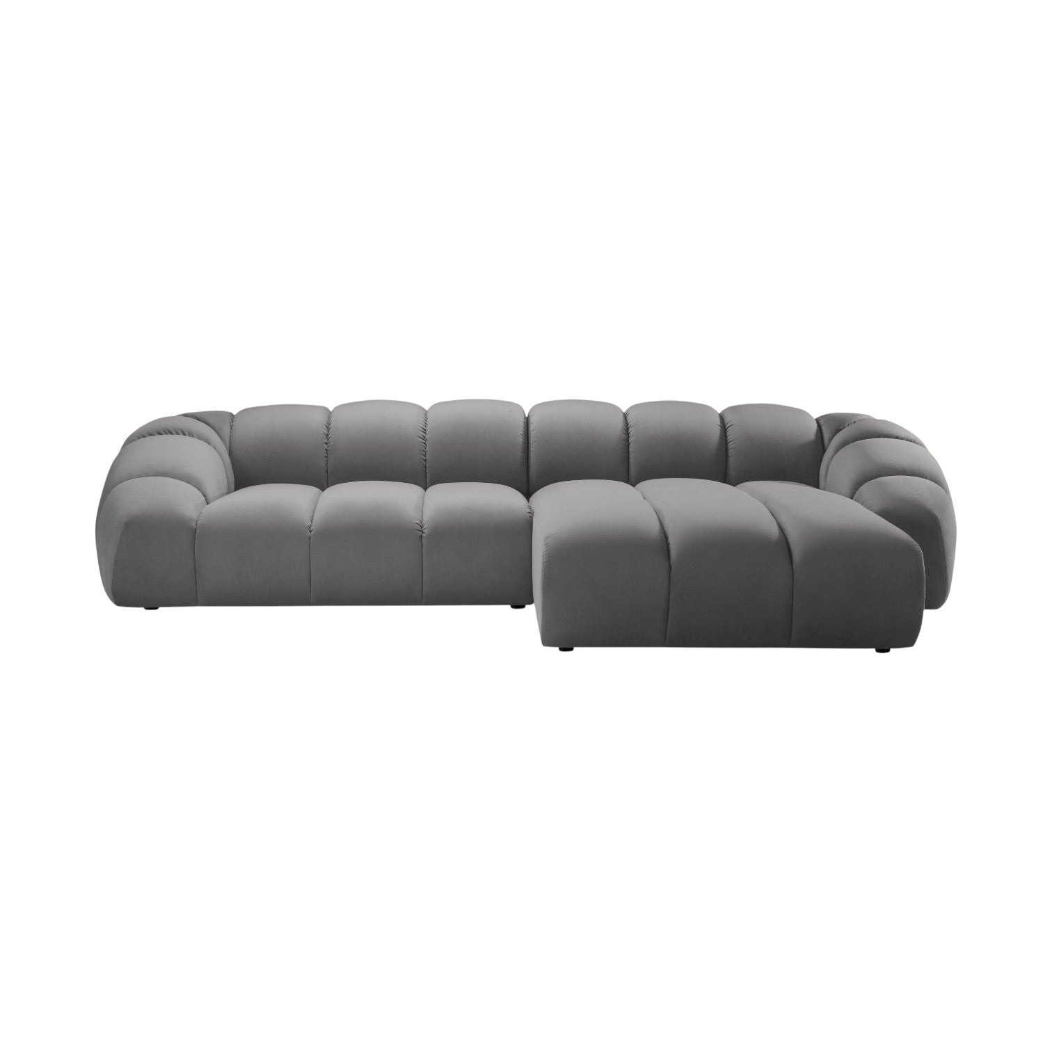 Velvet Right Corner Sofa, "Diana", 4 Seats, Gray, 334x182x72
Made in Europe