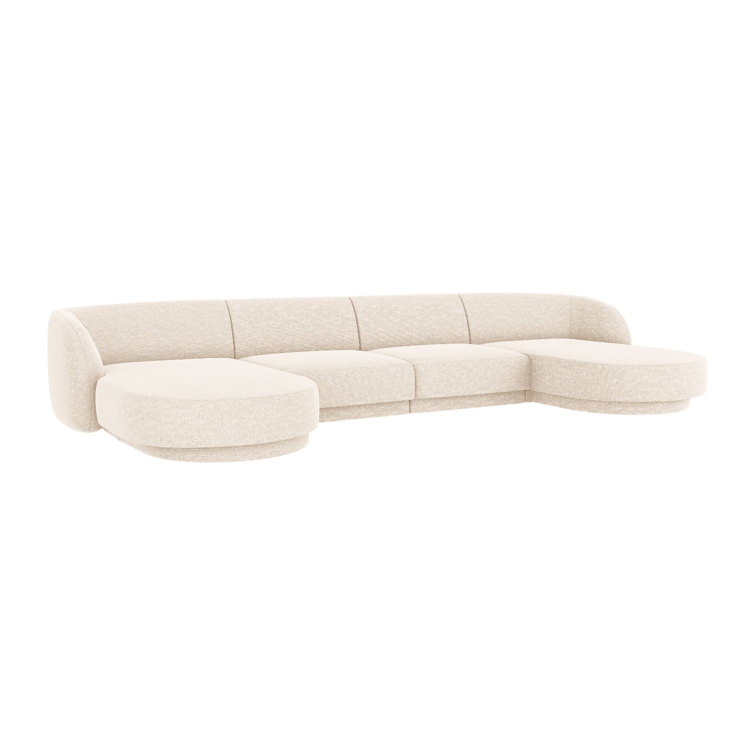 Panoramic sofa in the bright -beige szenil fabric