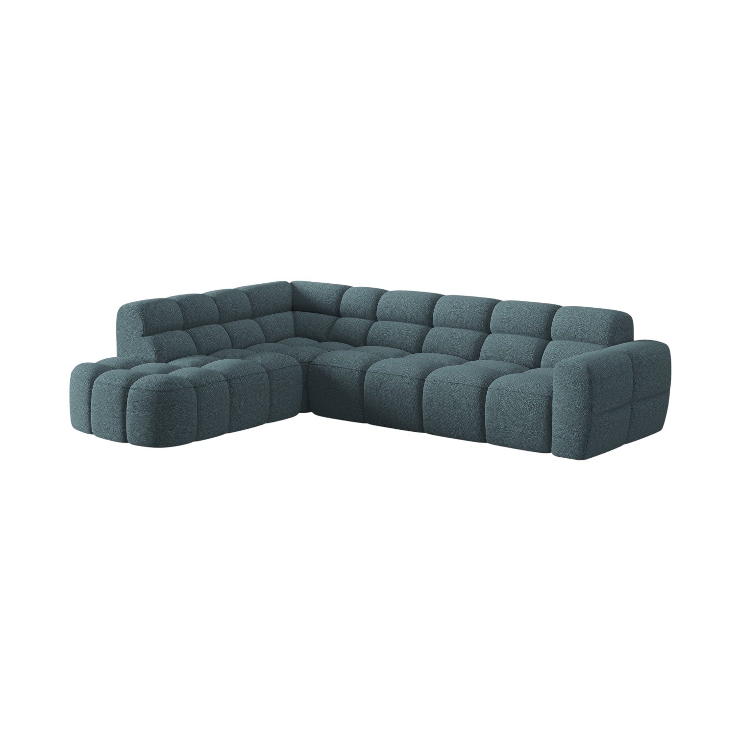 Left-facing corner sofa LISA light blue chenille