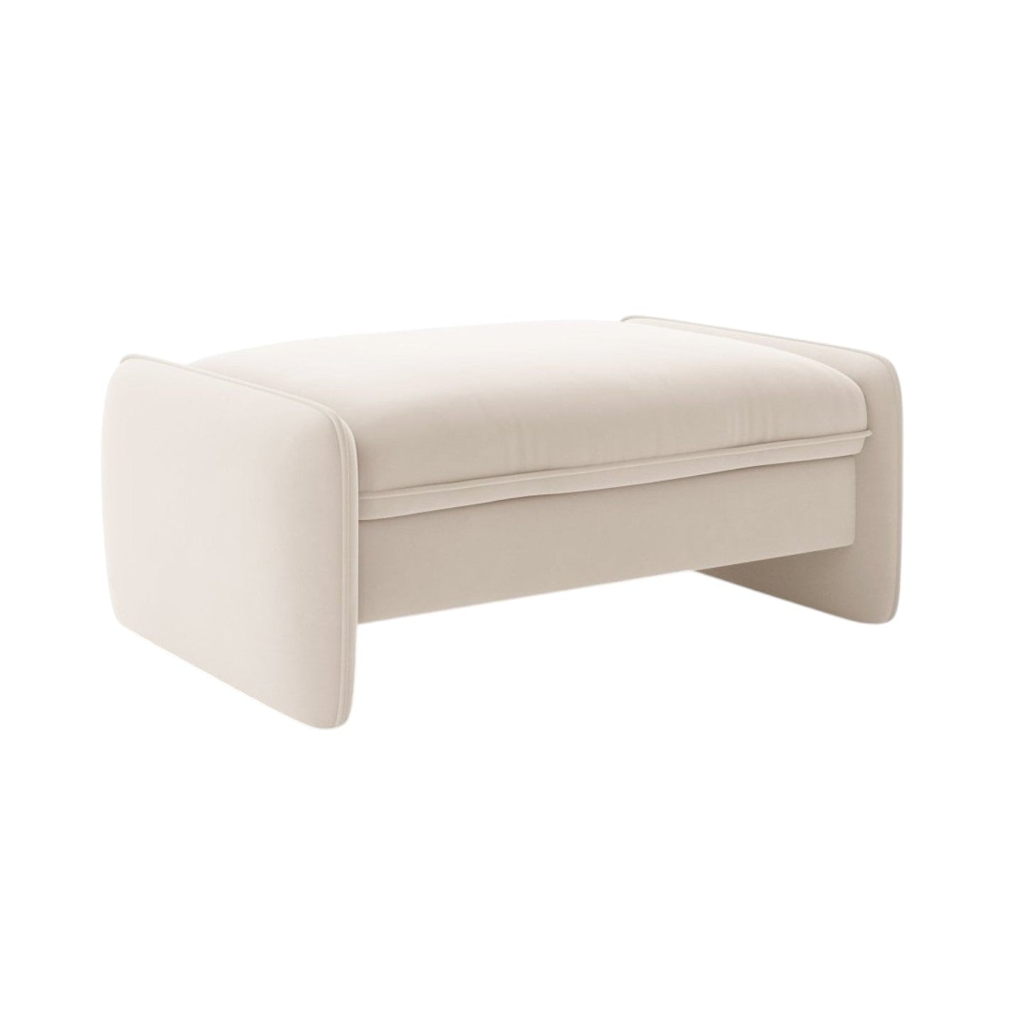 Rectangular Velvet Pouf GEORGIA Ivory