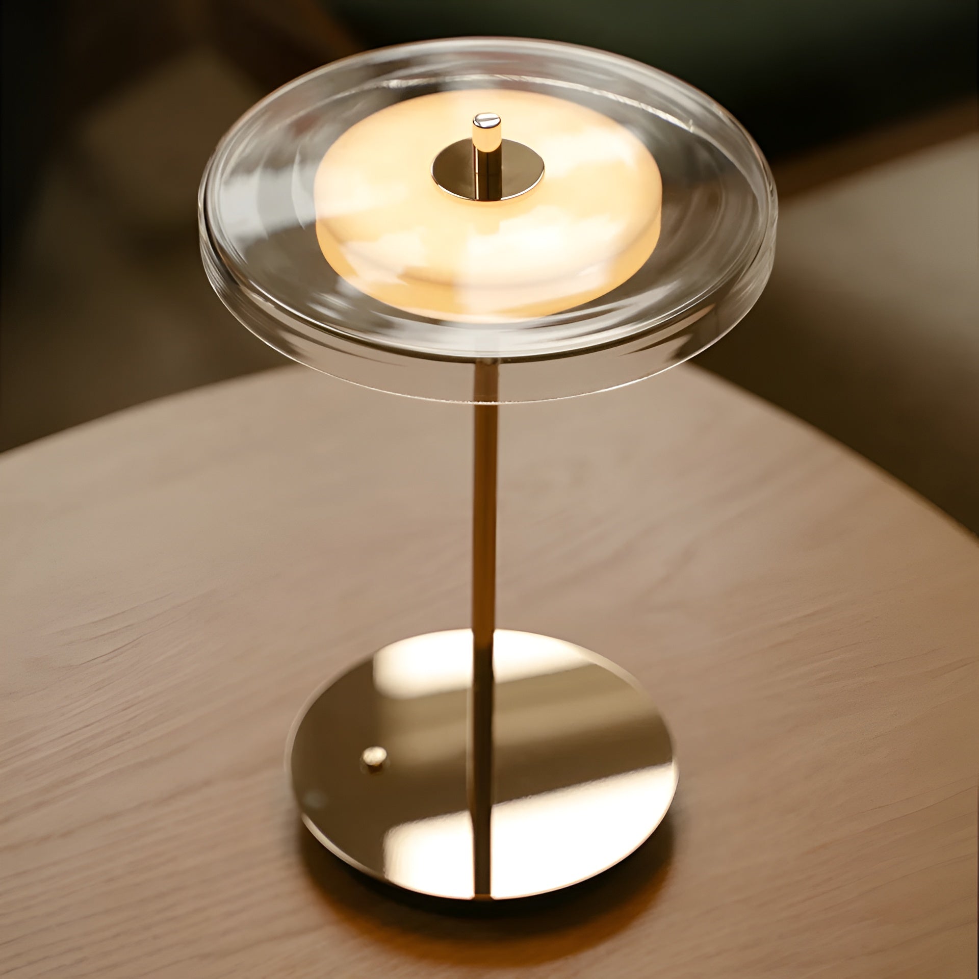 Tragbare Lampe ASTERIA GLASS MOVE transparent mit goldenem Fuß