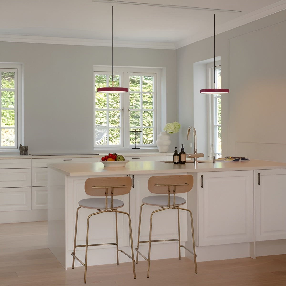 Asteria Plus Burgundy Pendant Lamp with Gold Accent