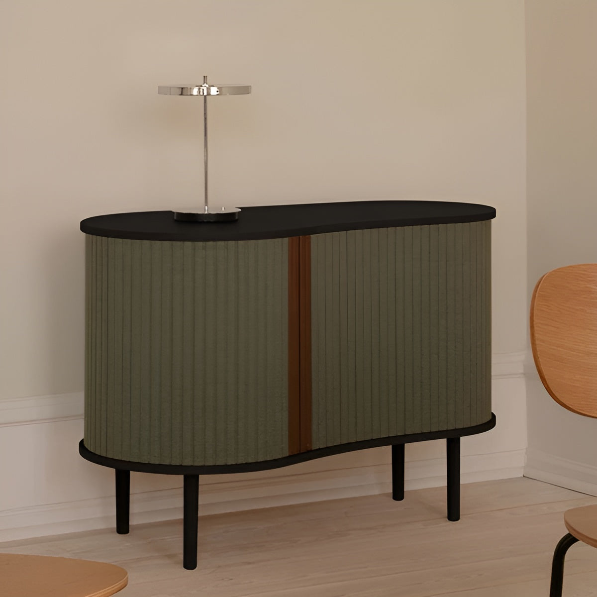 AUDACIOUS chest of drawers green with black oak