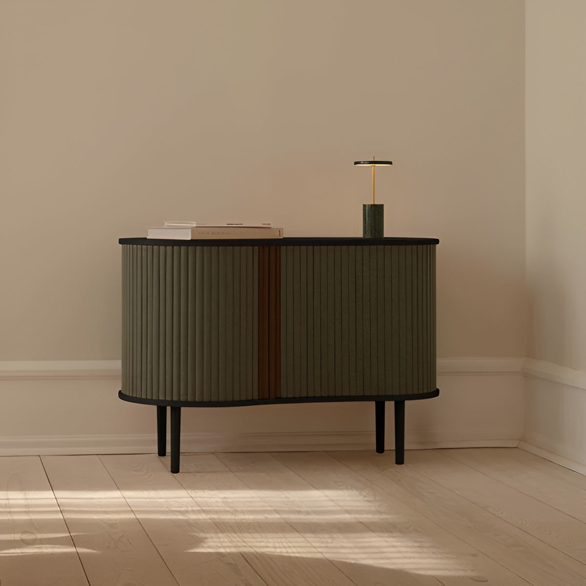 AUDACIOUS chest of drawers green with black oak