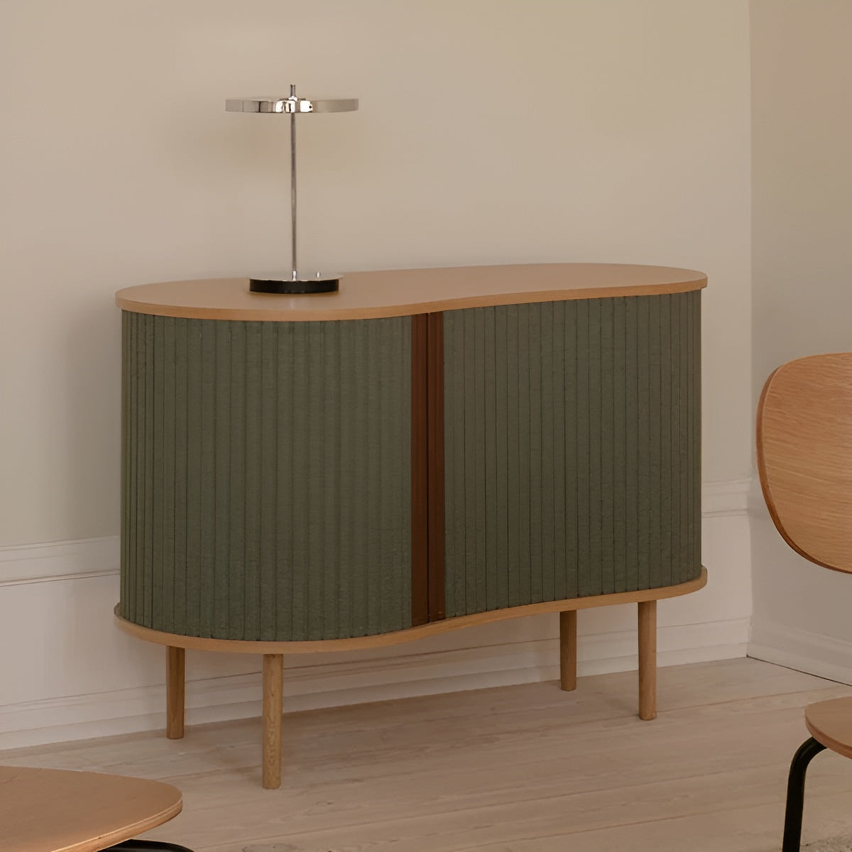 AUDACIOUS green chest of drawers with oak