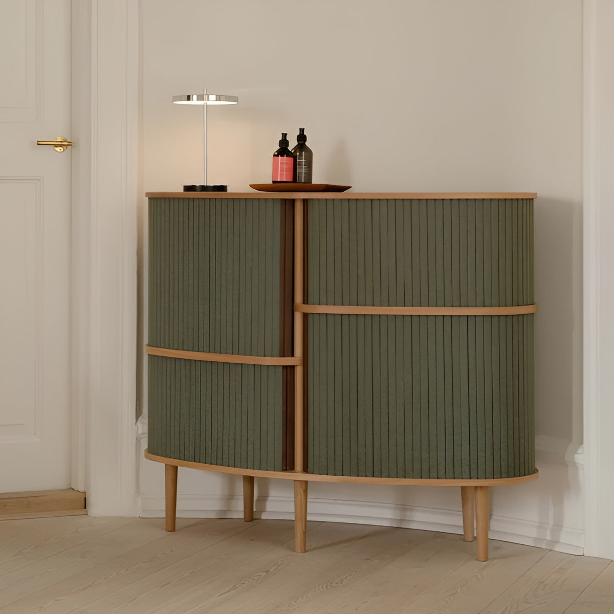 AUDACIOUS green chest of drawers with oak
