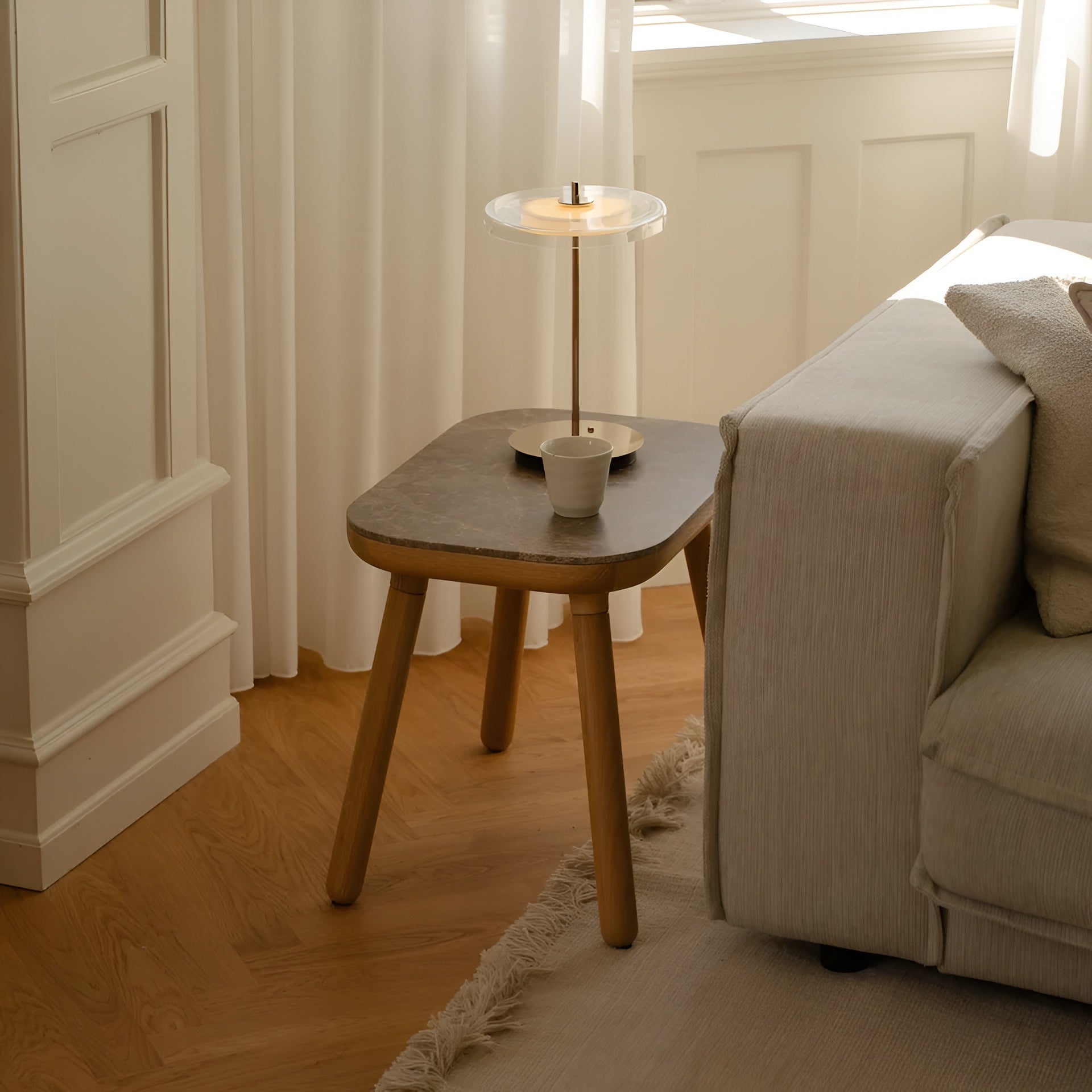 Tragbare Lampe ASTERIA GLASS MOVE transparent mit goldenem Fuß