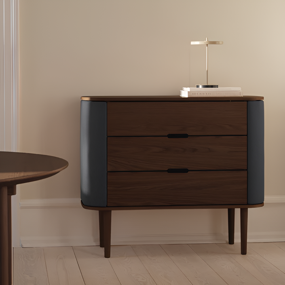 TREASURES cabinet dark gray with a dark oak base