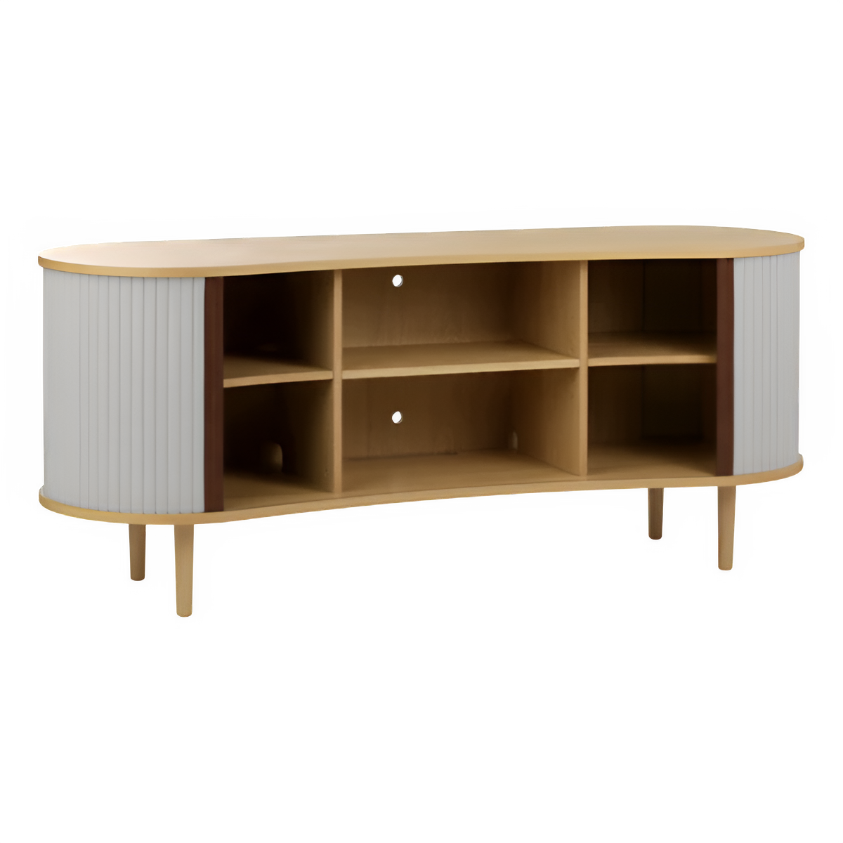 AUDACIOUS RTV Cabinet broken white with oak base