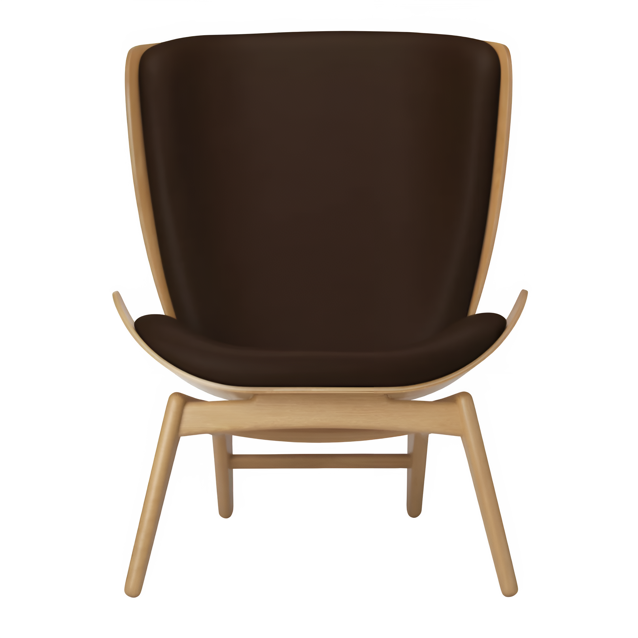 READER armchair brown leather with oak base