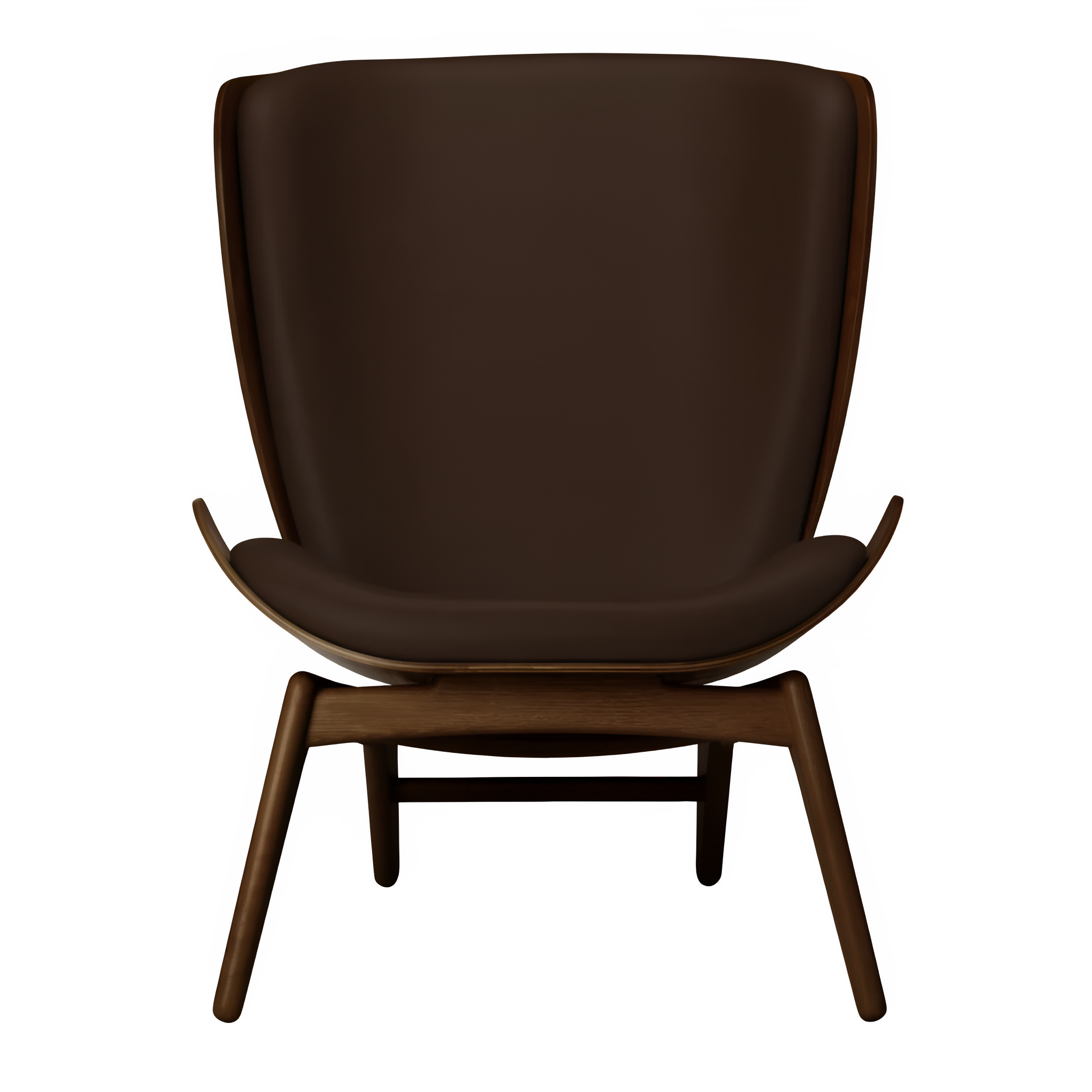 READER armchair brown leather with dark oak base