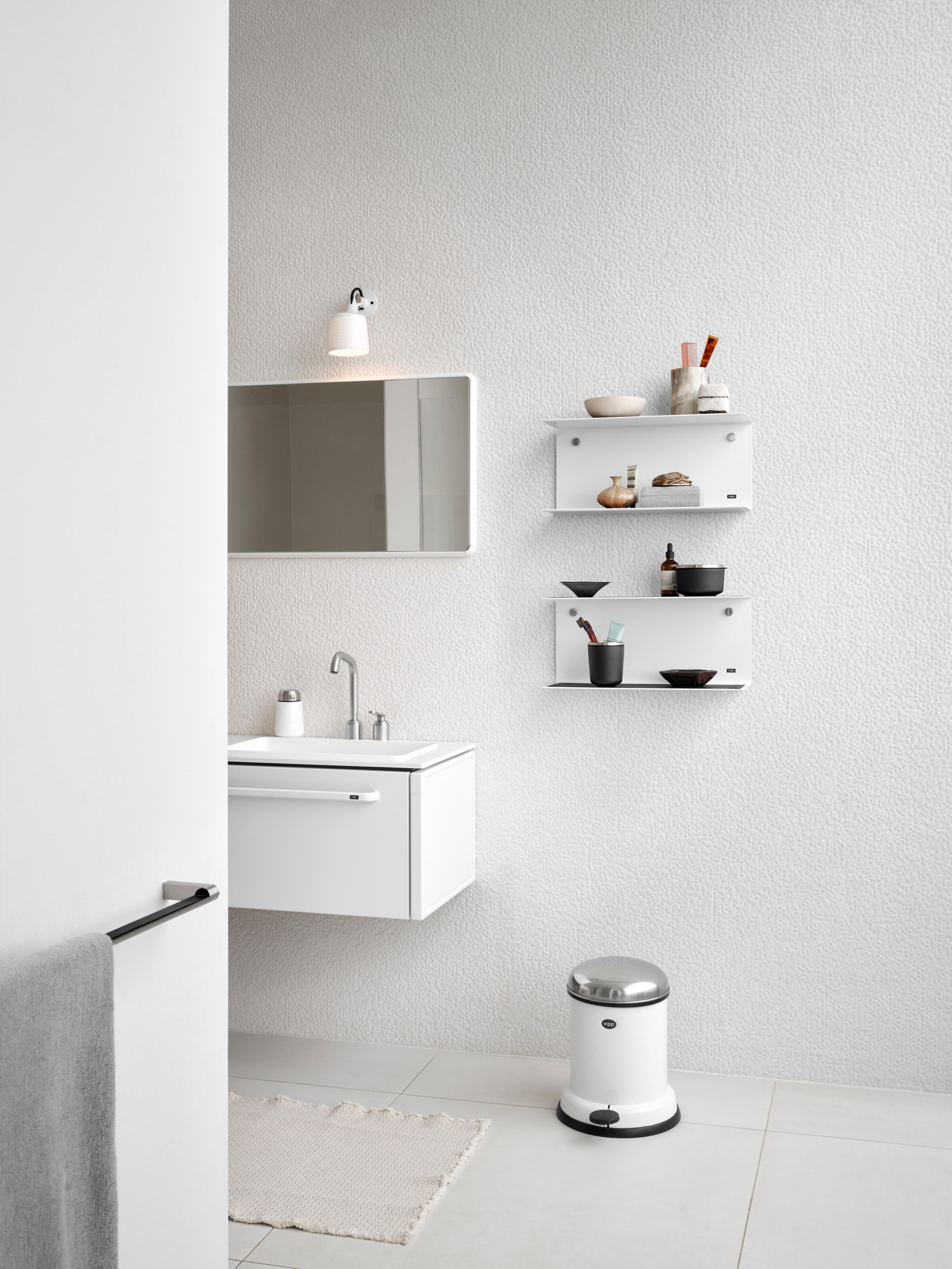 VIPP bathroom mirror with white aluminum frame
